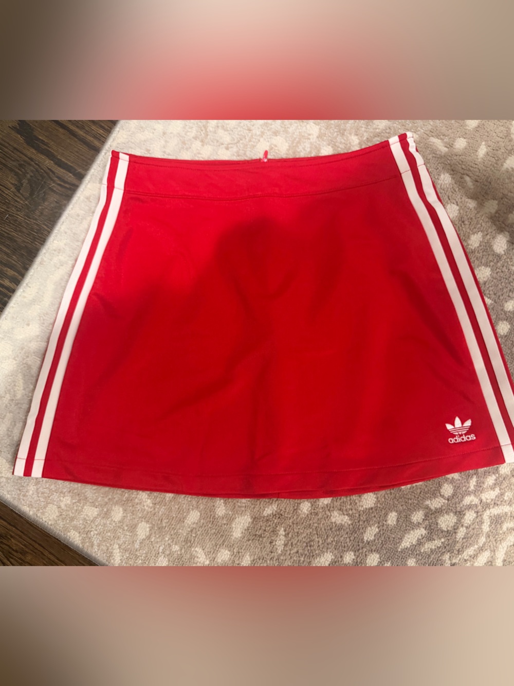 adidas Red Skirt with White Side Stripes